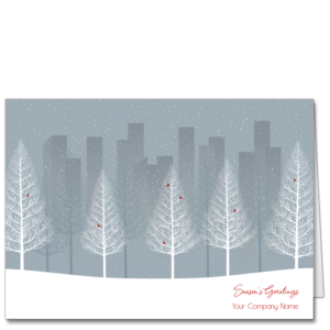 Holiday Cards for Business Image of Winter Scene with Frosty Trees