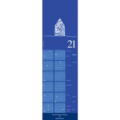 Our playful doodle house design makes a great holiday calendar card for your company and will feature your name front and center all year long.