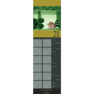 These architecture calendar greeting cards feature glimpse of architectural drawings and a model along with a model tree.
