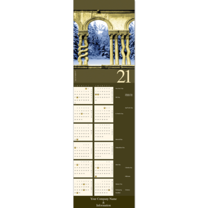 Business calendar cards for architects featuring historic column styles, playfully mis-matched.