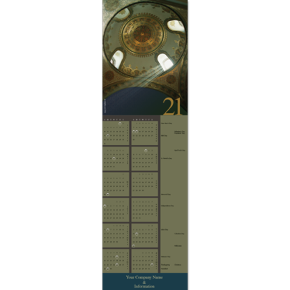 This classic business calendar card with a vaulted dome image will find a home with your clients all year long.