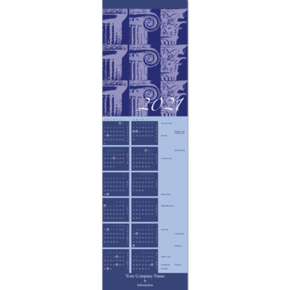 A business calendar card for architects featuring architectural column capitals.