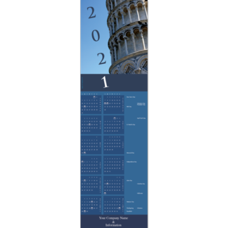 The Leaning Tower of Pisa is beautifully featured on this playful but elegant calendar greeting card.