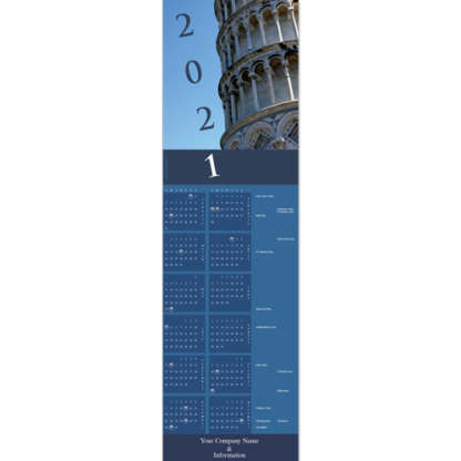 The Leaning Tower of Pisa is beautifully featured on this playful but elegant calendar greeting card.