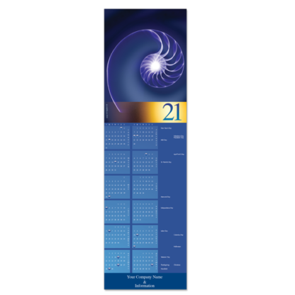 An elegant business calendar card inspired by the nautilus sea creature.