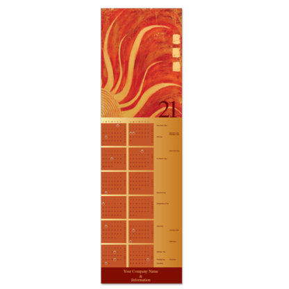Calendar greeting cards with a stylized image of a warm solar flare
