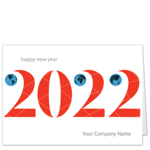 Business New Year Cards Go Global 4101 The new year date in lively red lettering.