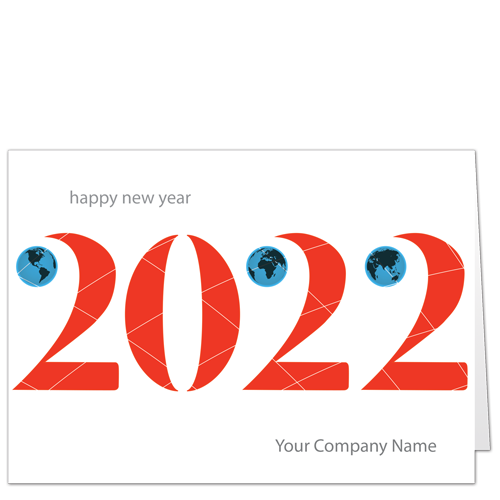 Business New Year Cards Go Global 4101 The new year date in lively red lettering.