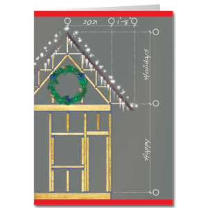 Architects Christmas Card Stick Framing the Season 3819 This adorable home may only be yet a frame, but it's ready for Christmas with its lights, icicles, and festive wreath!