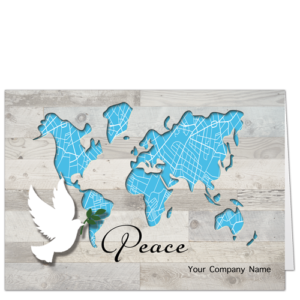 Engineer Christmas Cards Peace Around 4120 Charming cut paper design of a dove in flight over a world map, with the message of Peace.