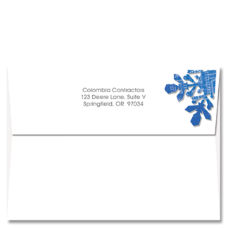 Image of Cardphile's custom FlapArt envelopes with a blueprint snowflake design