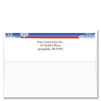 Image of Cardphile's custom FlapArt envelopes with our Just Enough design in red and blue