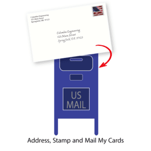 Addressed Christmas Cards With USPS Blue Mailbox, Links to Cardphile's Address & Mail My Cards Product