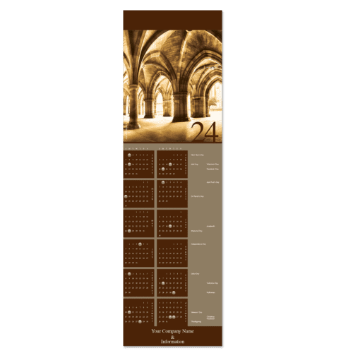 Cathedral arches are featured on this elegant business calendar holiday card.