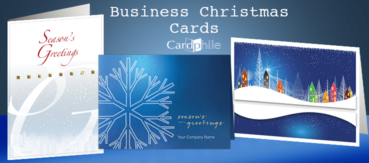 three business holiday cards featuring gold foil, specialty papers - links to complete business and corporate holiday cards category