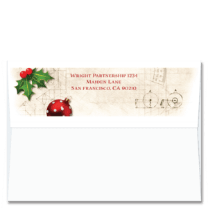 Custom design self-sealing FlapArt envelope with details from Leonardo da Vinci and printed with your return address.