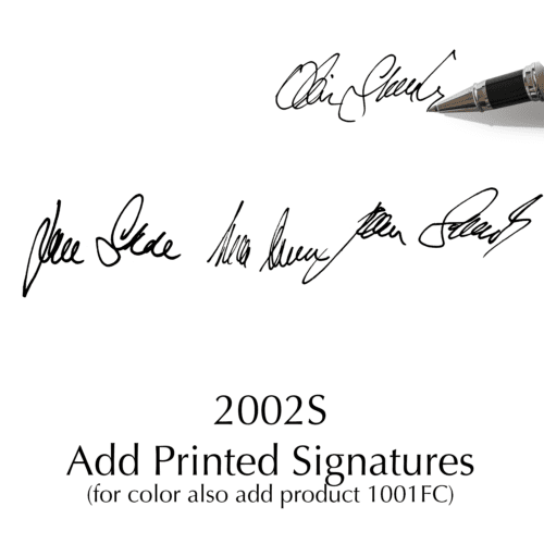 Variety of signatures being written to print inside your cards. Image links to product to add a new printed signatures to your order.