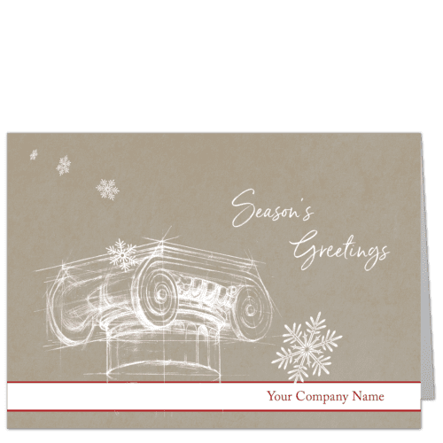 Architectural Ionic style capital with snowflakes and Season's Greeting text