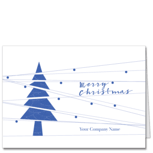 Homebuilders holiday card with a bright fresh abstract stylized Christmas tree on a white background.