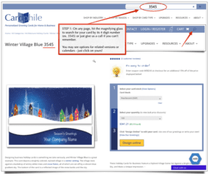 screenshot of cardphile holiday cards product page with instructions on how to leave a product review step 1