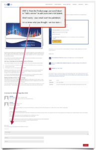screenshot of cardphile holiday cards product page with instructions on how to leave a product review step 2
