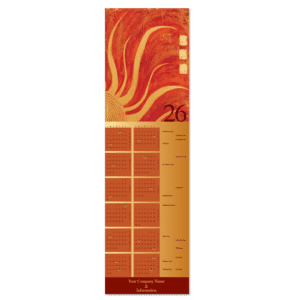 Business calendar greeting card with a stylized image in of a warm solar flare and your company name on the front.