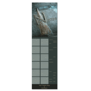 This sun dial themed business calendar card makes an impressive statement when printed on our pearlescent card stock.