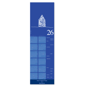 These architecture calendar cards feature your company name on the bottom and a doodled drawing of a simple house at the top.