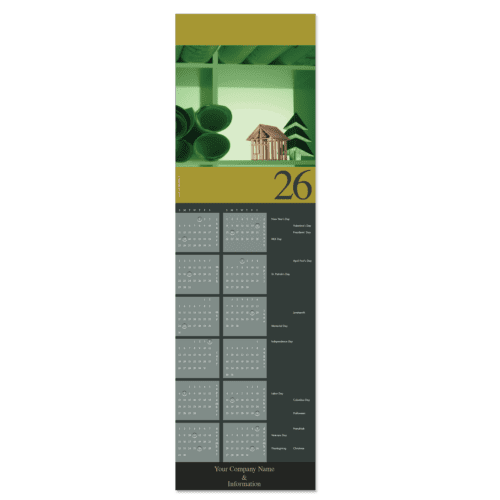 Architecture calendar greeting cards feature glimpse of architectural drawings and a model along with a model tree.