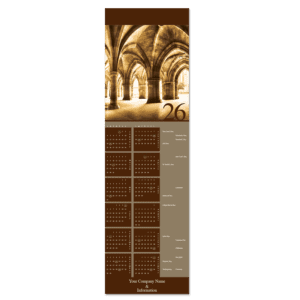 Cathedral arches are featured on this elegant business calendar holiday card.